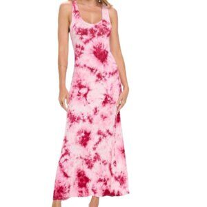 West Kei Kelly Knit Racerback Maxi Dress in Tie Dye Pink - M